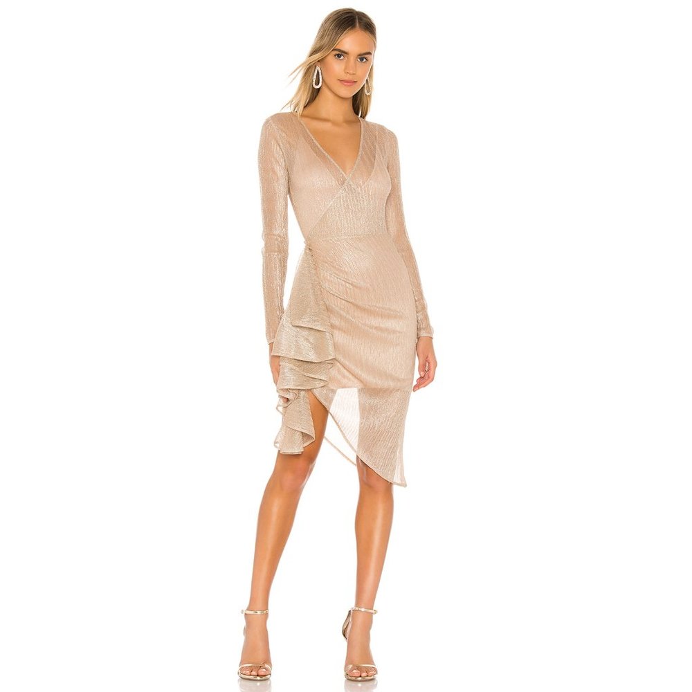 Lovers + Friends Kaden Midi Dress Light Gold S